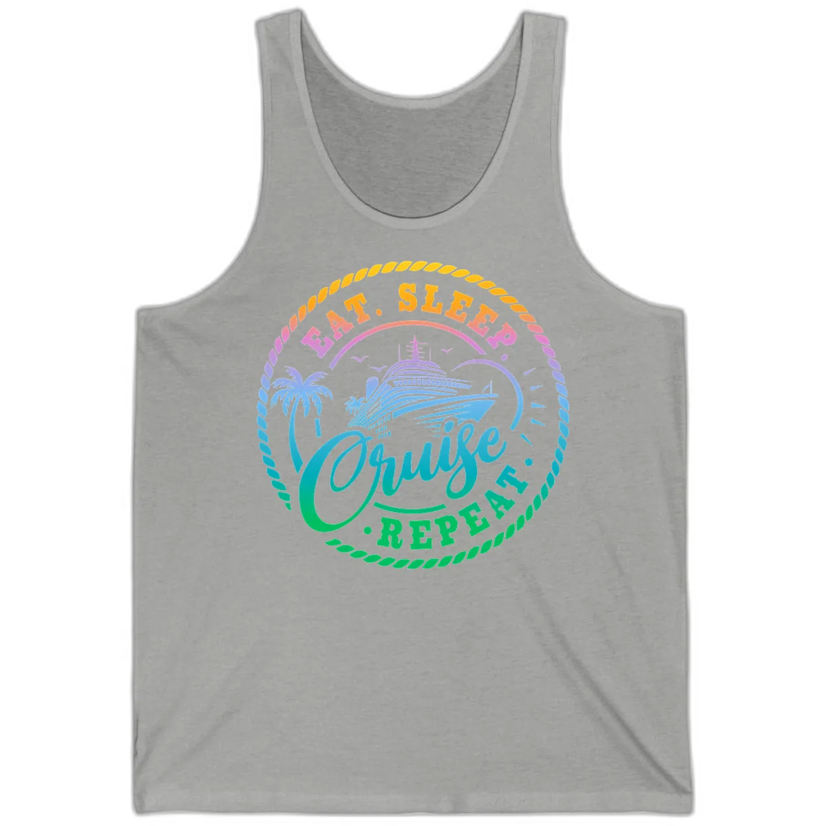 Eat Sleep Cruise Repeat Design Tank in Athletic Heather