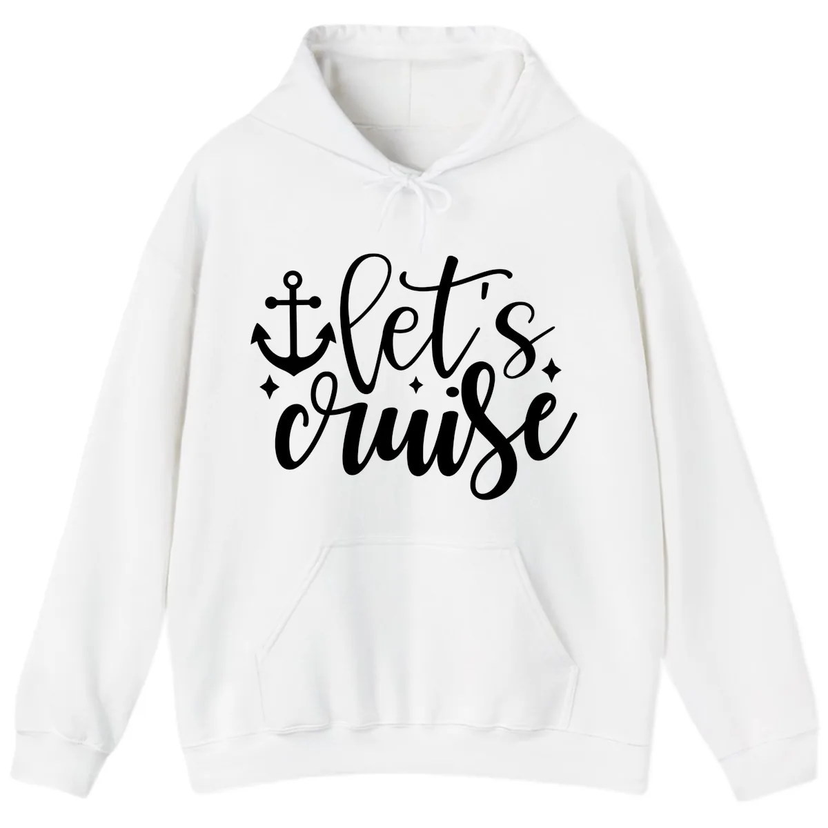 Let's Cruise Anchor Design Hoodie in White
