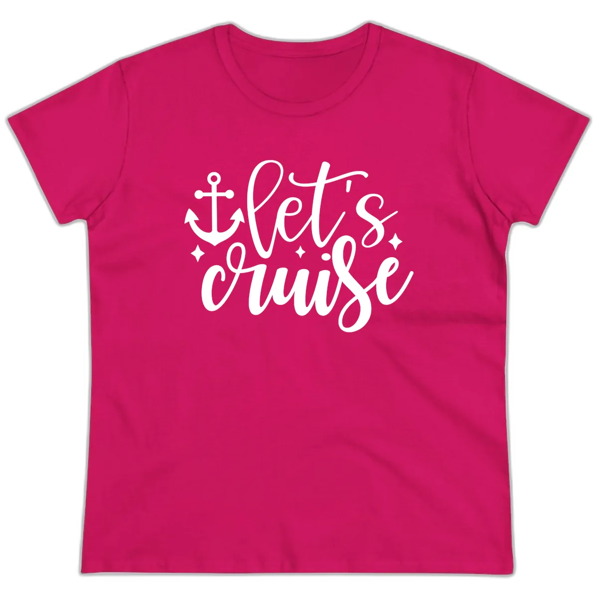 Let's Cruise Anchor Design Ladies Tee in Heliconia