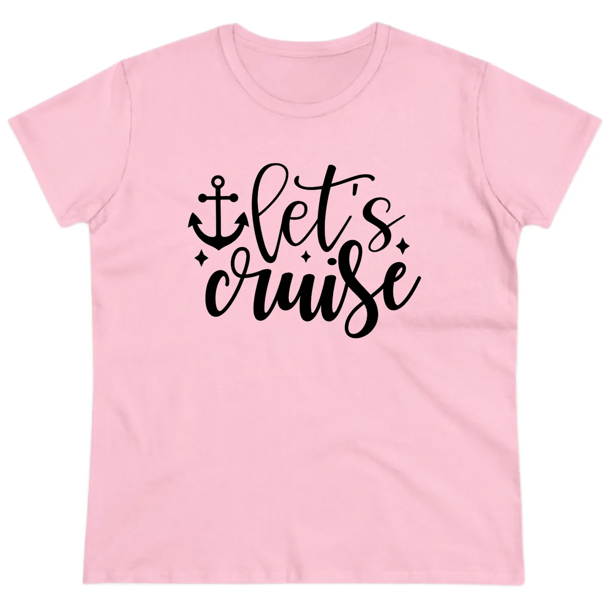 Let's Cruise Anchor Design Ladies Tee in Light Pink