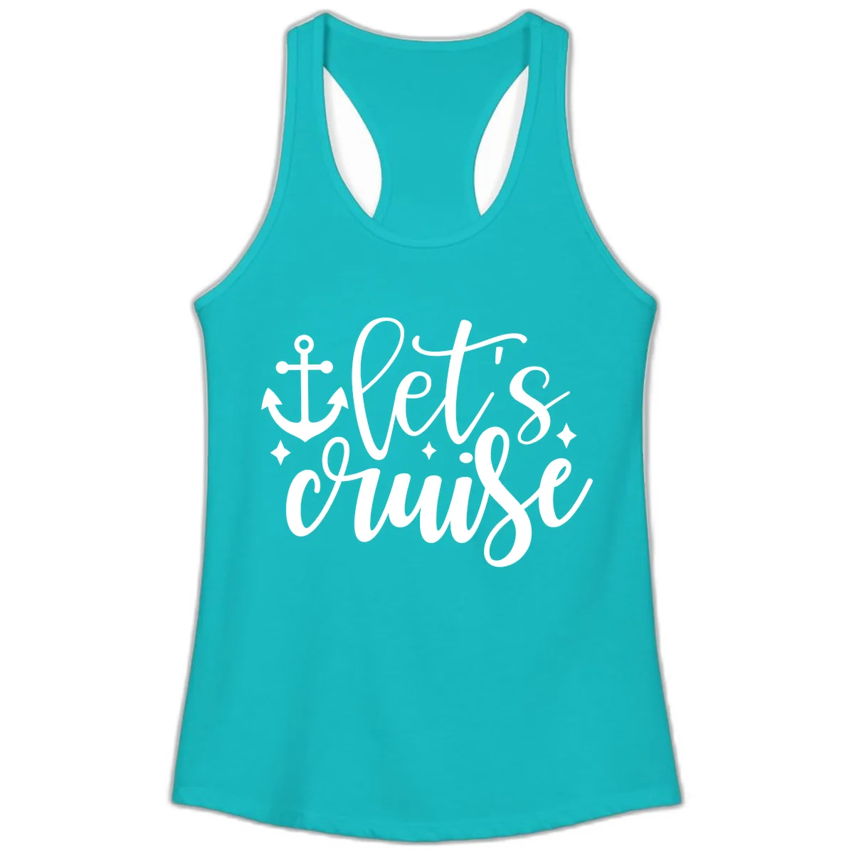 Let's Cruise Anchor Design Ladies Tank in Tahiti Blue