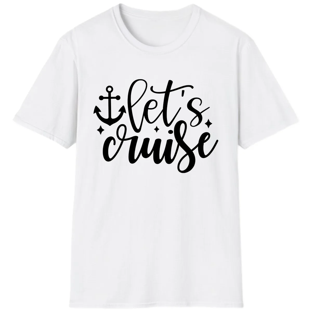 Let's Cruise Anchor Design T-Shirt in White