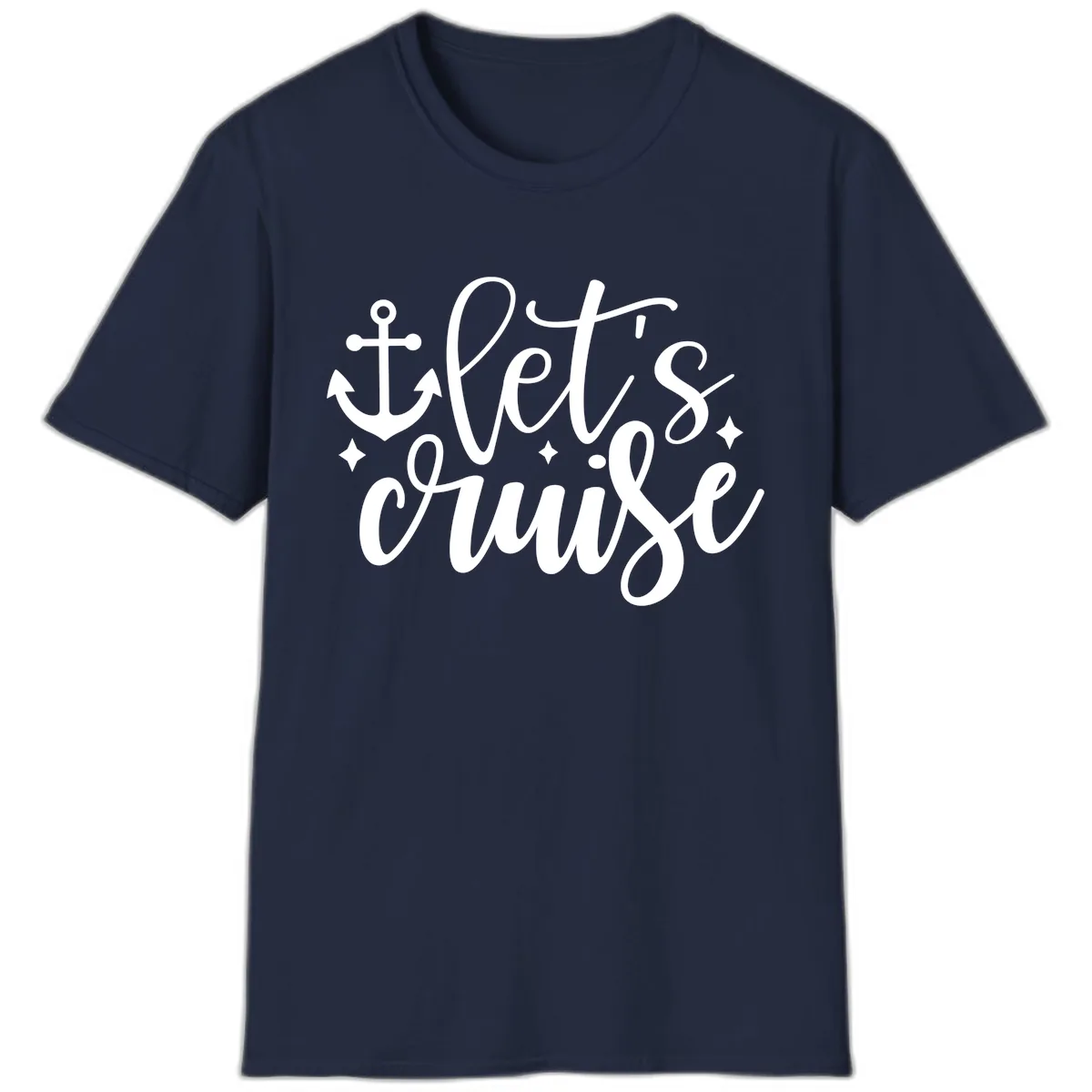 Let's Cruise Anchor Design T-Shirt in Navy