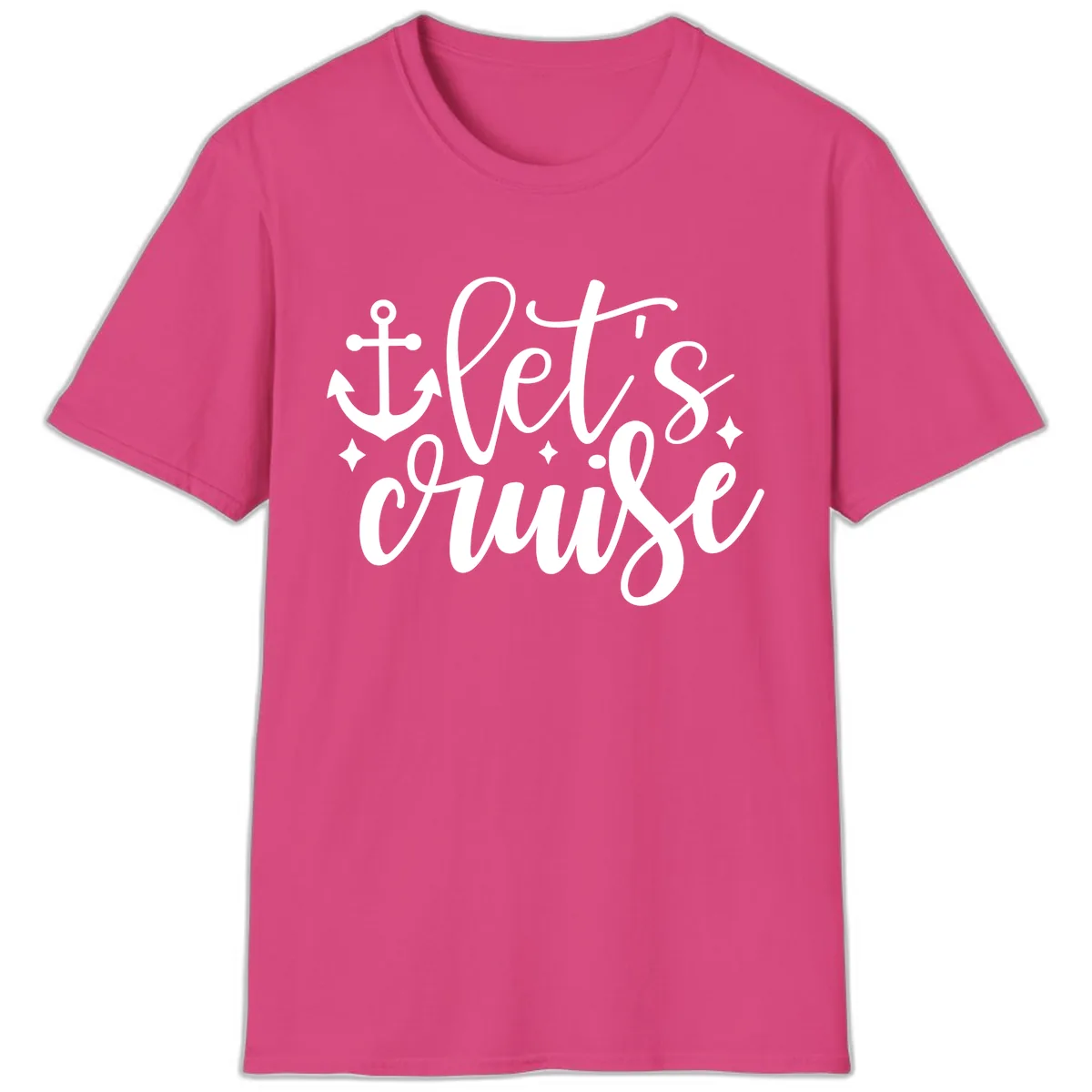 Let's Cruise Anchor Design T-Shirt in Heliconia