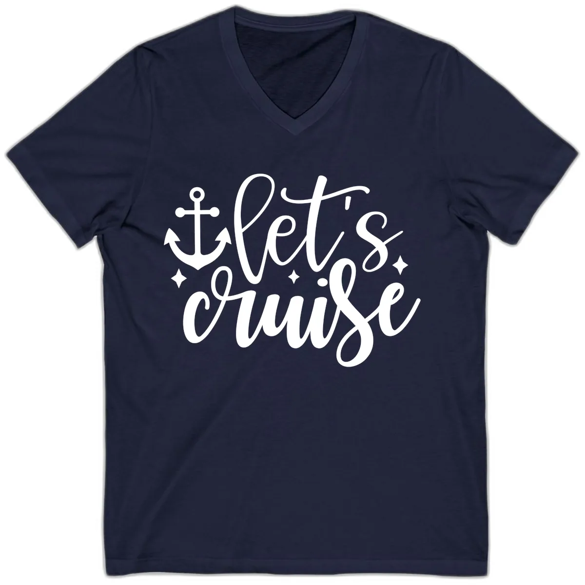 Let's Cruise Anchor Design V-Neck in Navy