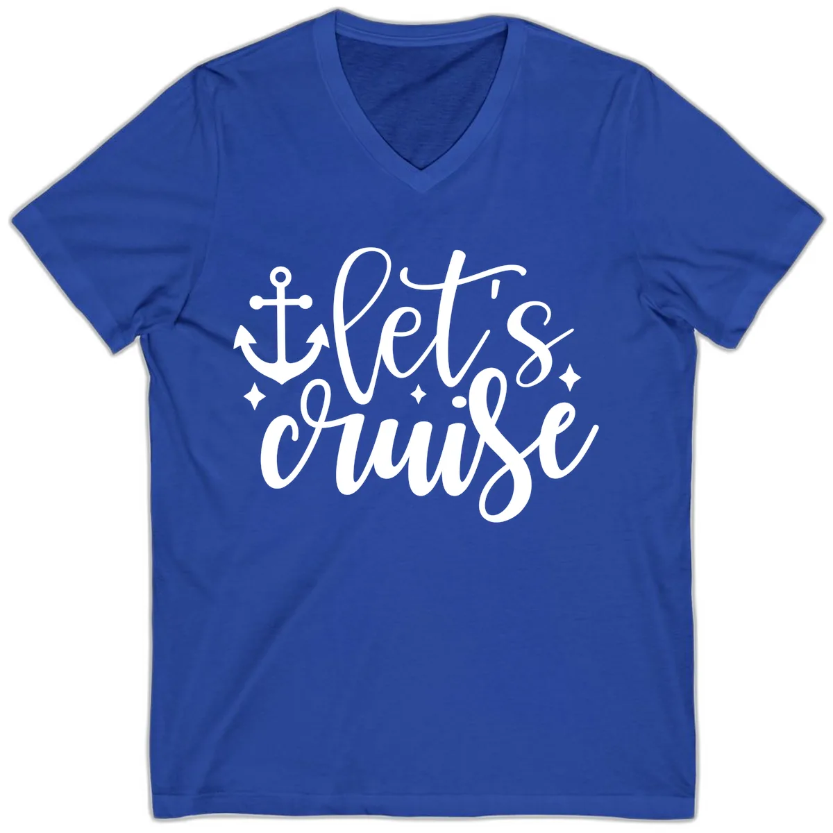 Let's Cruise Anchor Design V-Neck in True Royal