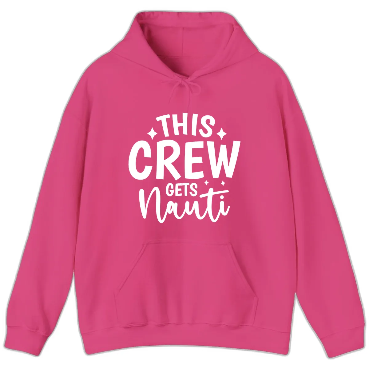 This Crew Gets Nauti Funny Cruise Shirt Hoodie in Heliconia