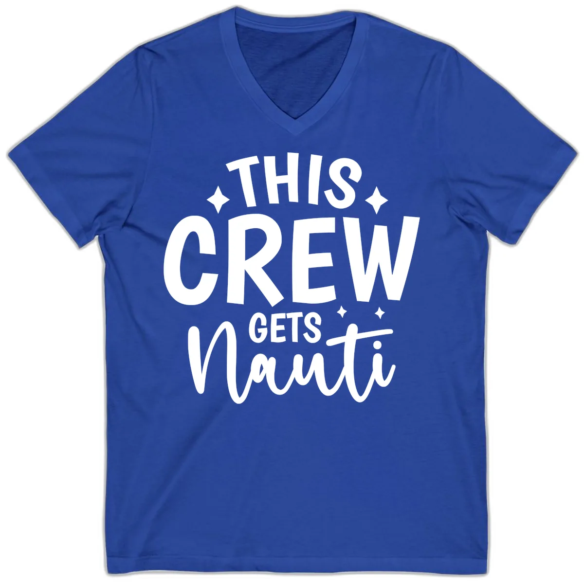 This Crew Gets Nauti Funny Cruise Shirt V-Neck in True Royal