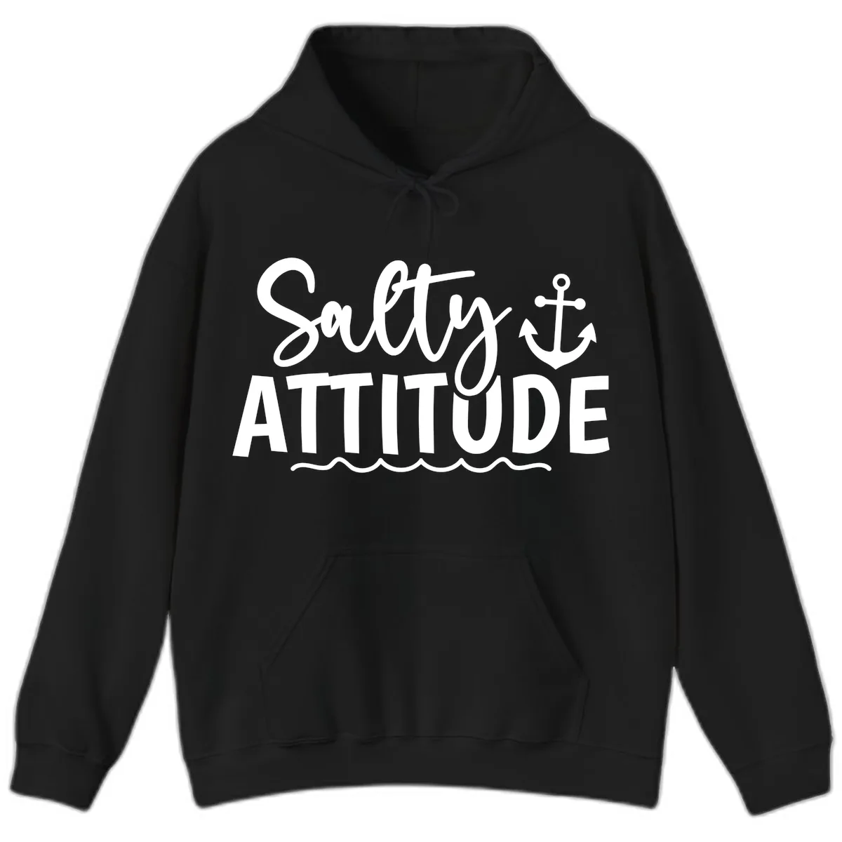 Salty Attitude Cruise Design Hoodie in Black