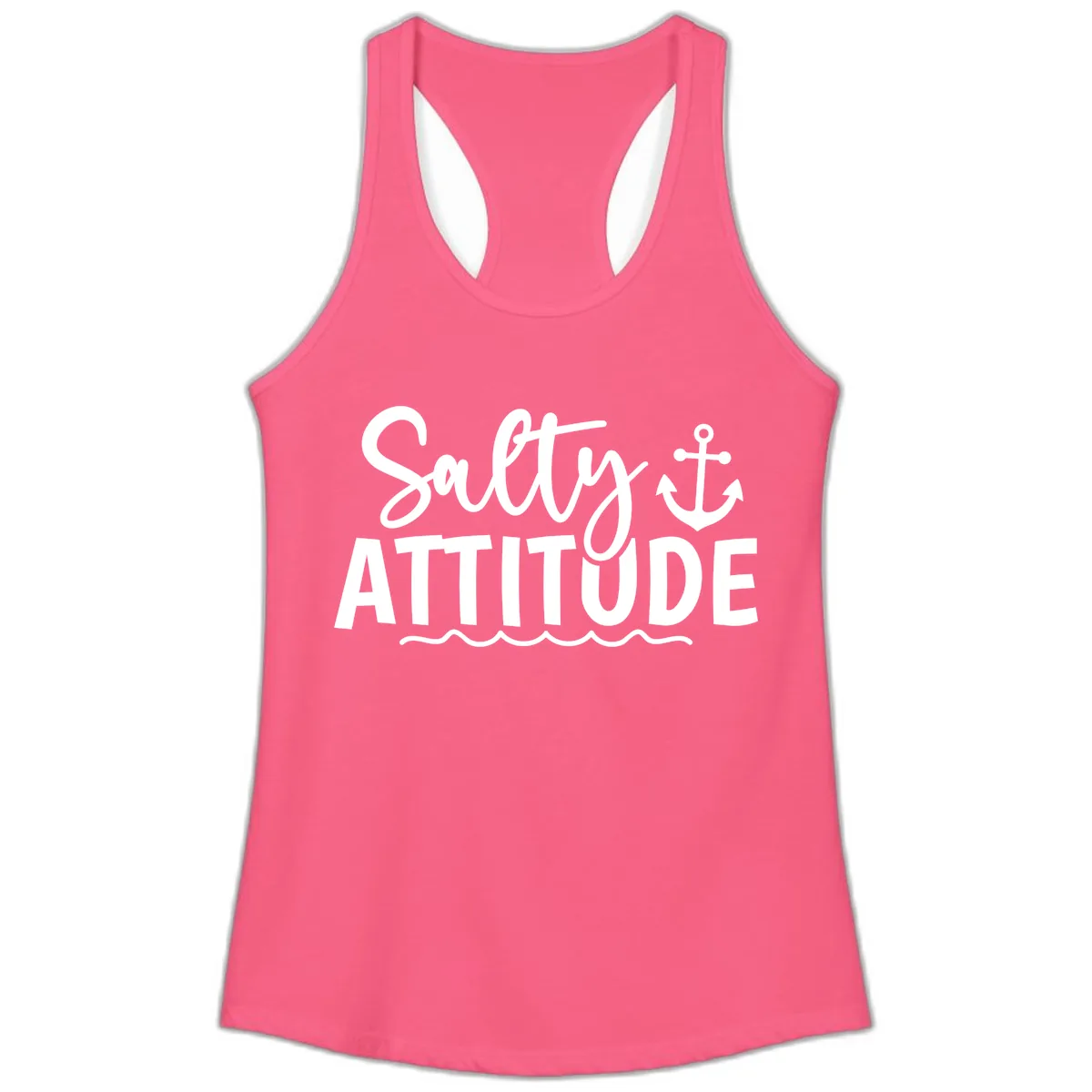 Salty Attitude Cruise Design Ladies Tank in Solid Hot Pink