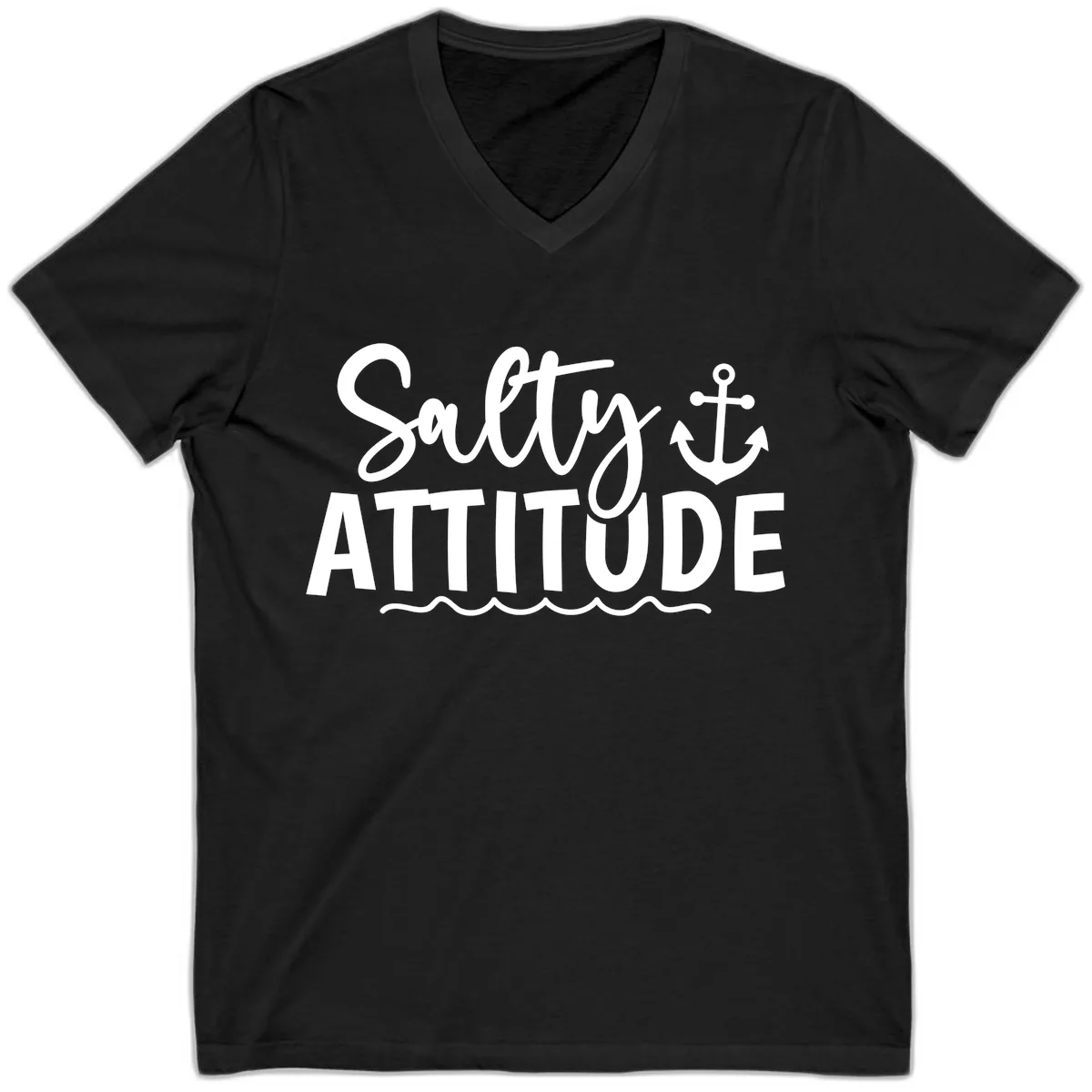 Salty Attitude Cruise Design V-Neck in Black