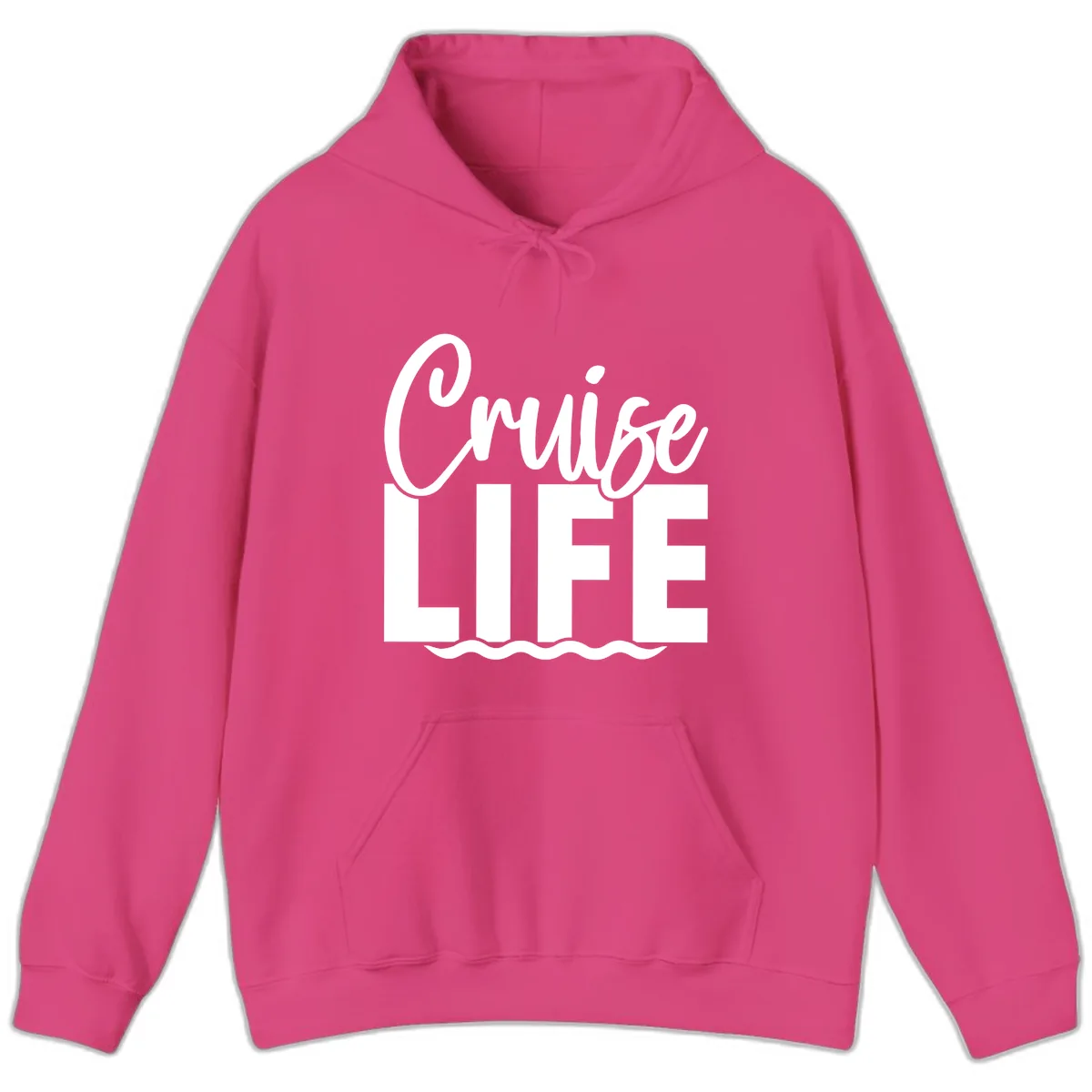 Cruise Life Typography Design Hoodie in Heliconia