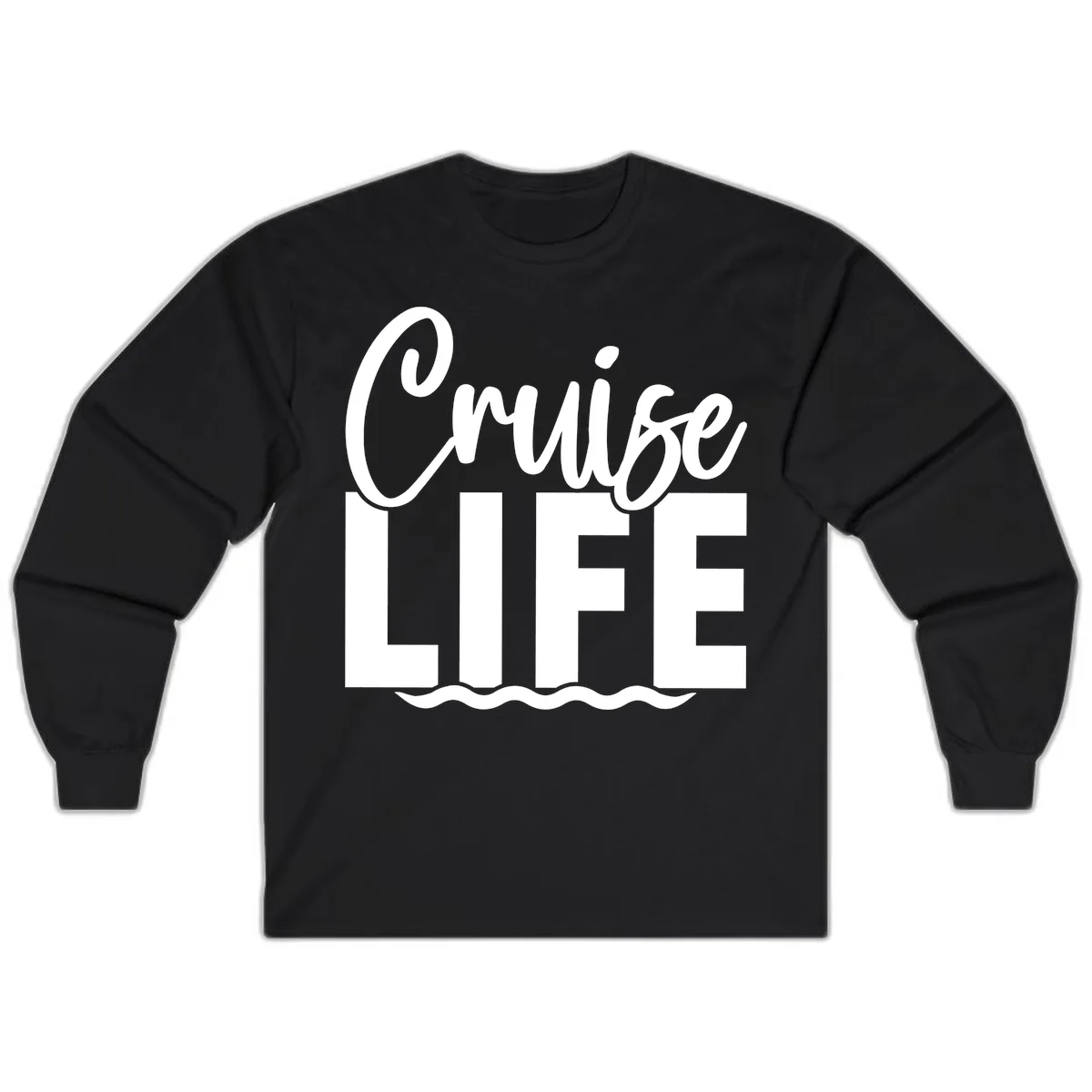Cruise Life Typography Design Long Sleeve in Black