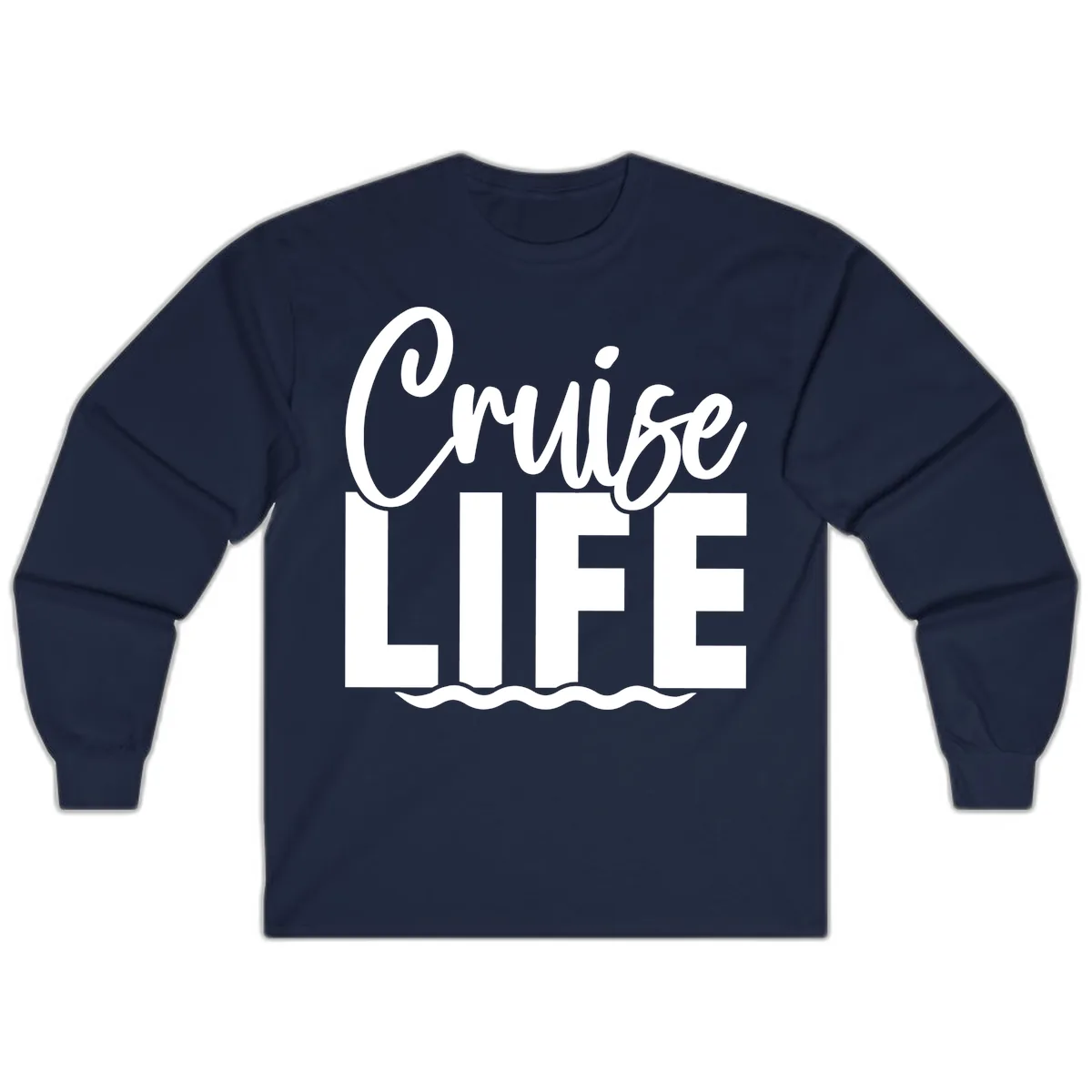 Cruise Life Typography Design Long Sleeve in Navy