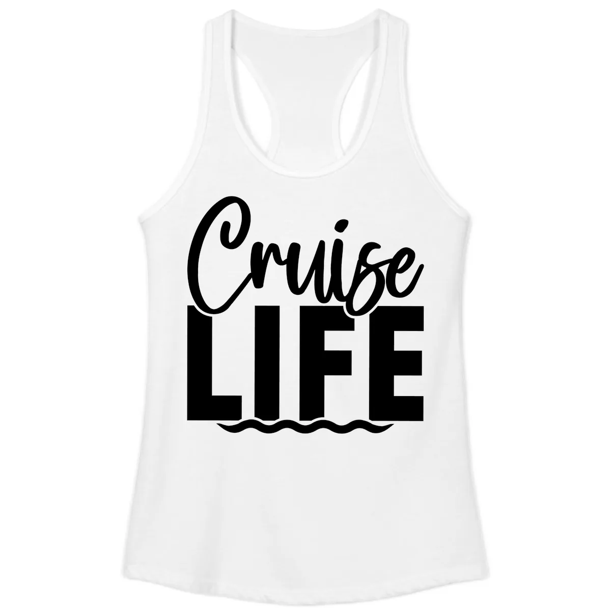 Cruise Life Typography Design Ladies Tank in White