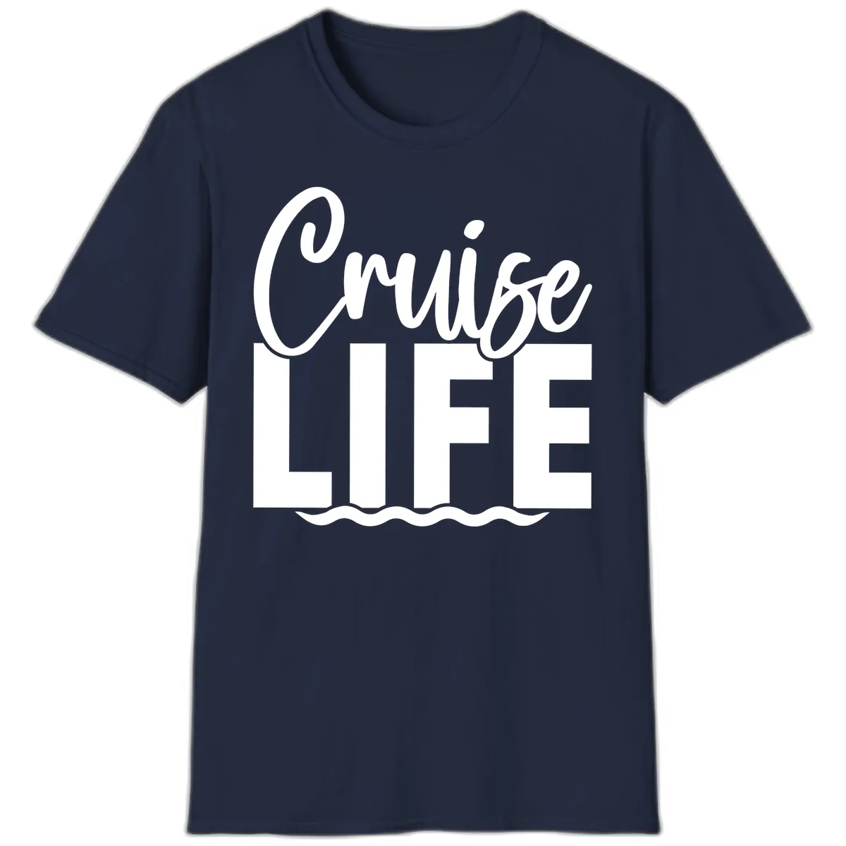 Cruise Life Typography Design T-Shirt in Navy