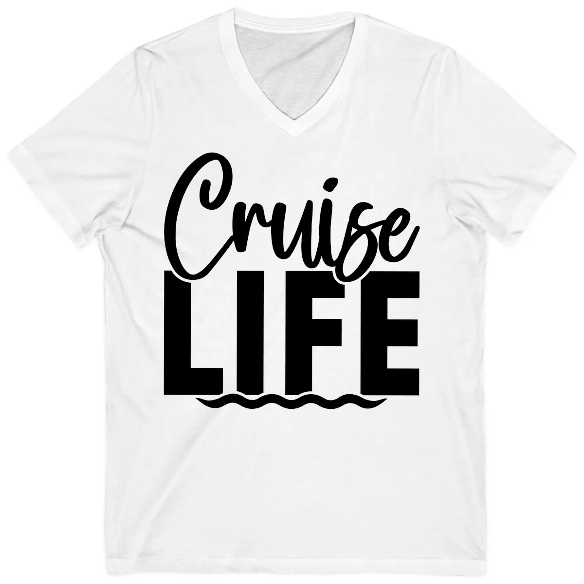 Cruise Life Typography Design V-Neck in White