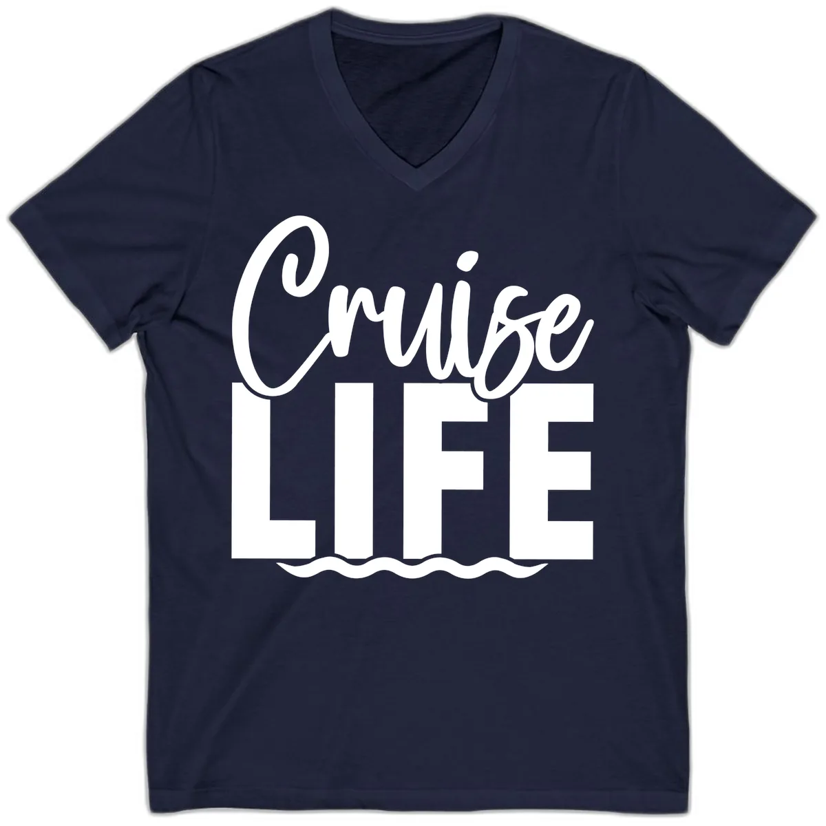 Cruise Life Typography Design V-Neck in Navy