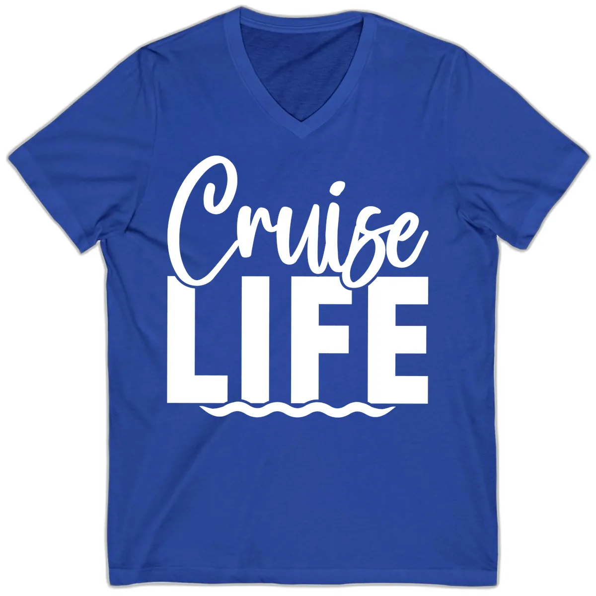 Cruise Life Typography Design V-Neck in True Royal