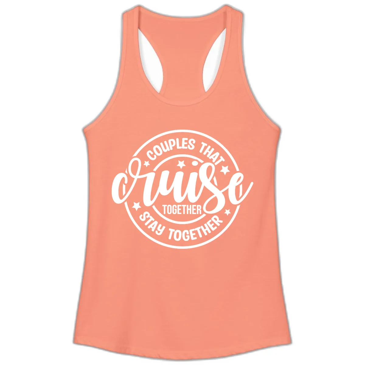 Couples That Cruise Together Ladies Tank in Solid Light Orange