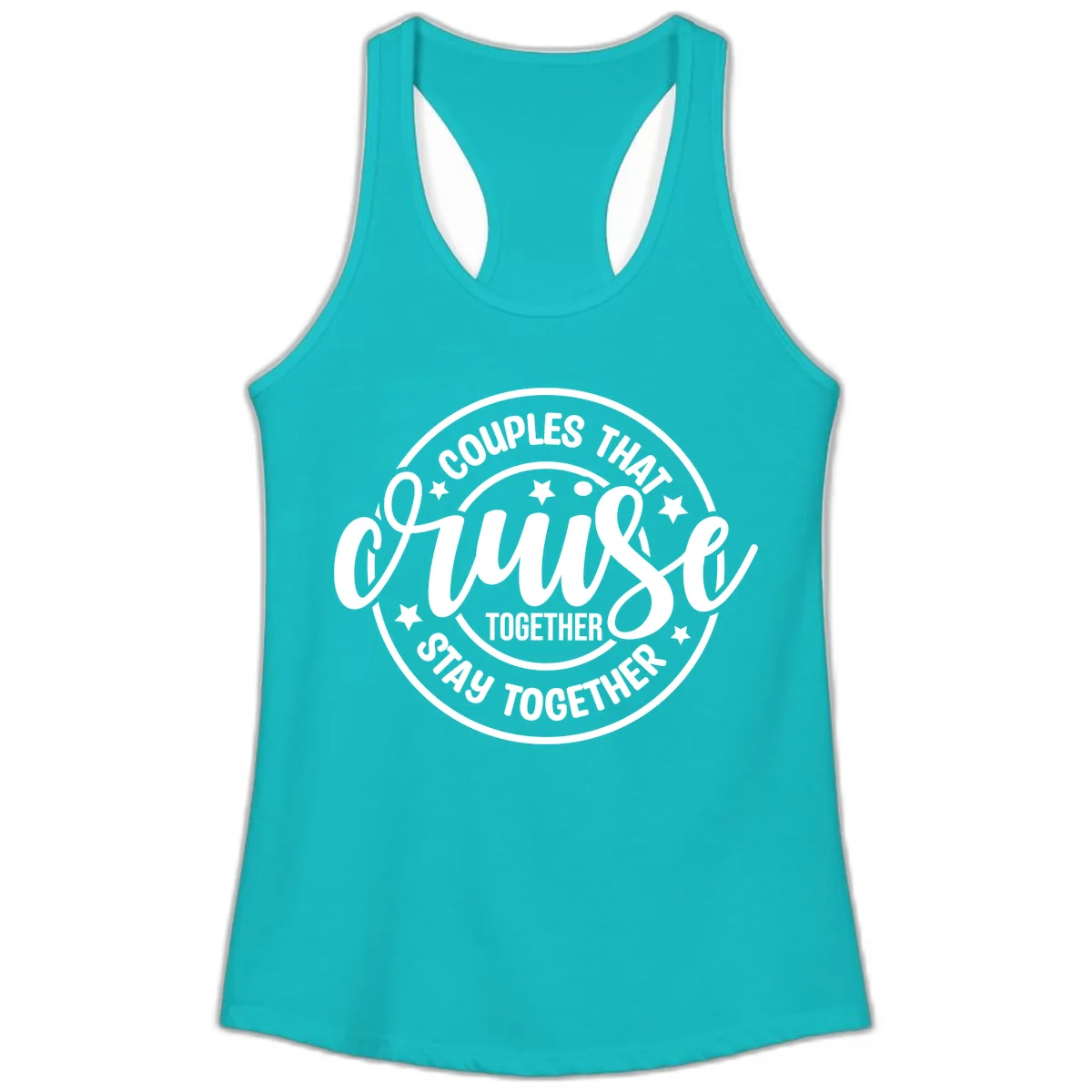 Couples That Cruise Together Ladies Tank in Tahiti Blue