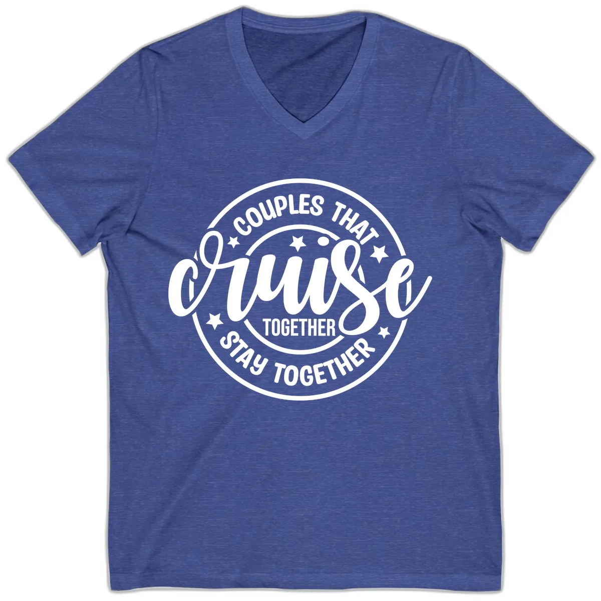 Couples That Cruise Together V-Neck in Heather True Royal