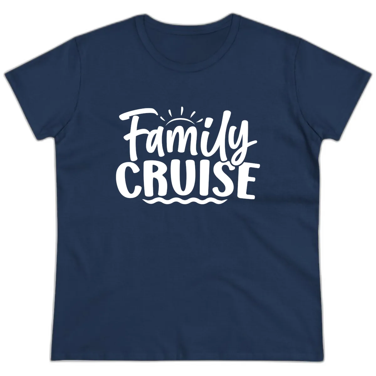 Family Cruise Fun Typography Ladies Tee in Navy