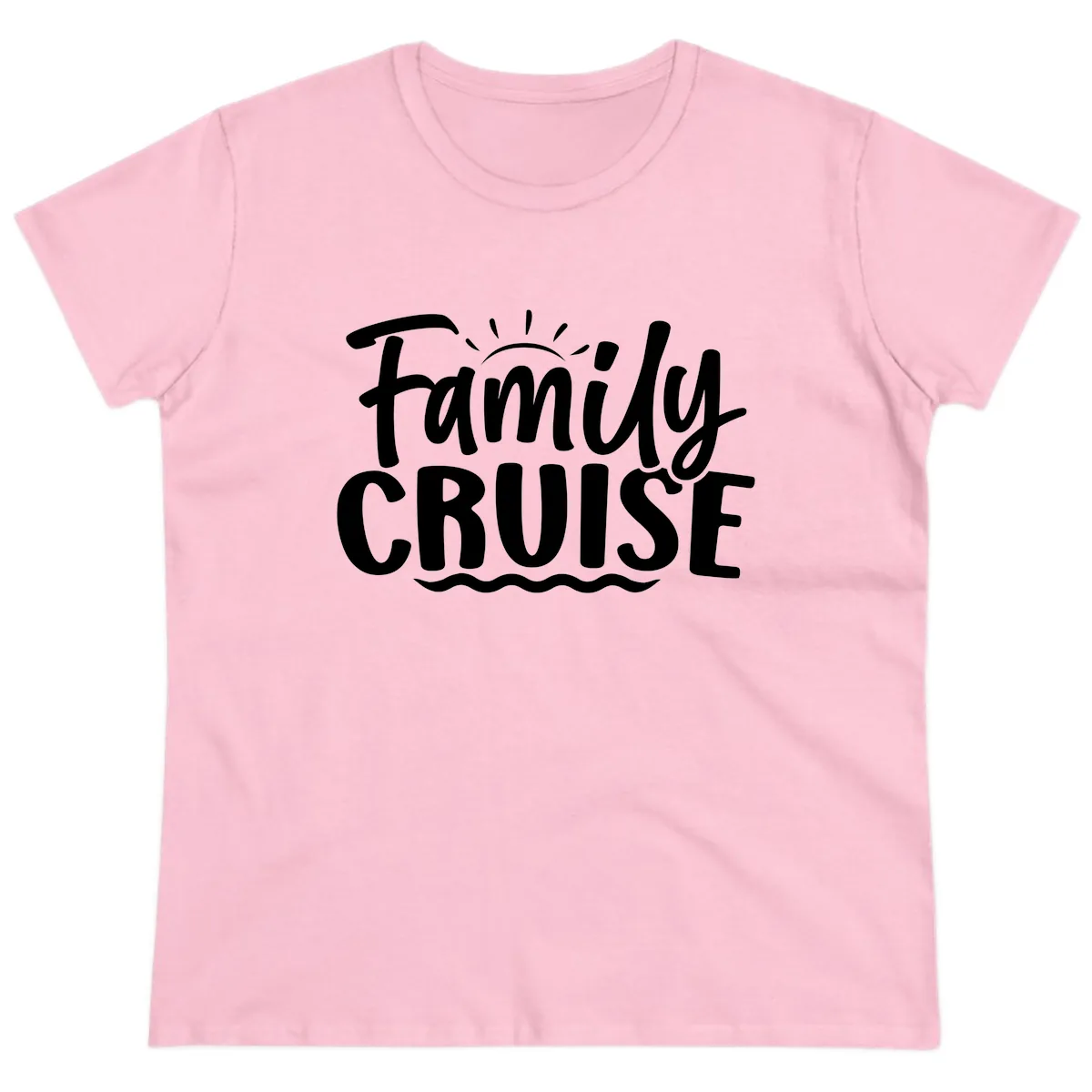 Family Cruise Fun Typography Ladies Tee in Light Pink