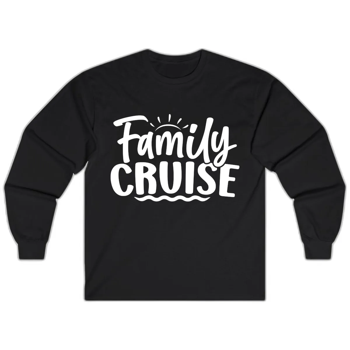 Family Cruise Fun Typography Long Sleeve in Black