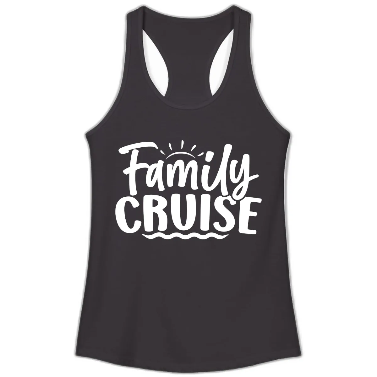 Family Cruise Fun Typography Ladies Tank in Black