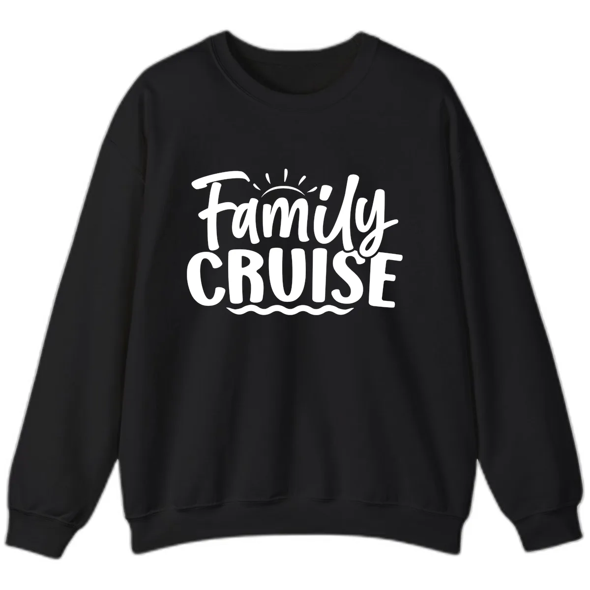 Family Cruise Fun Typography Sweatshirt in Black
