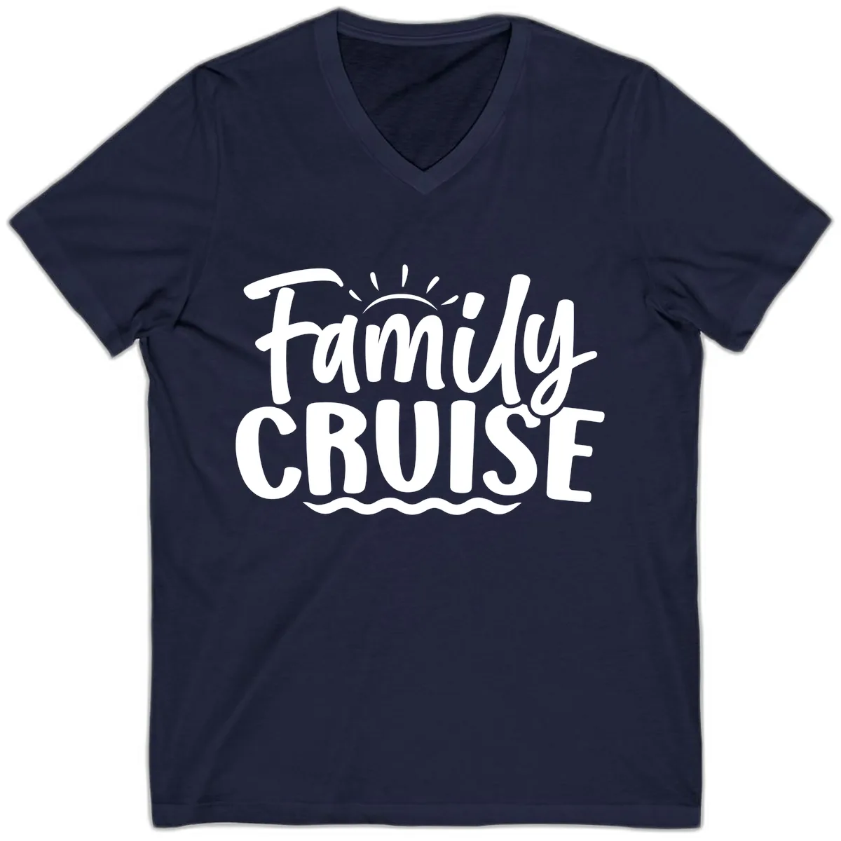 Family Cruise Fun Typography V-Neck in Navy