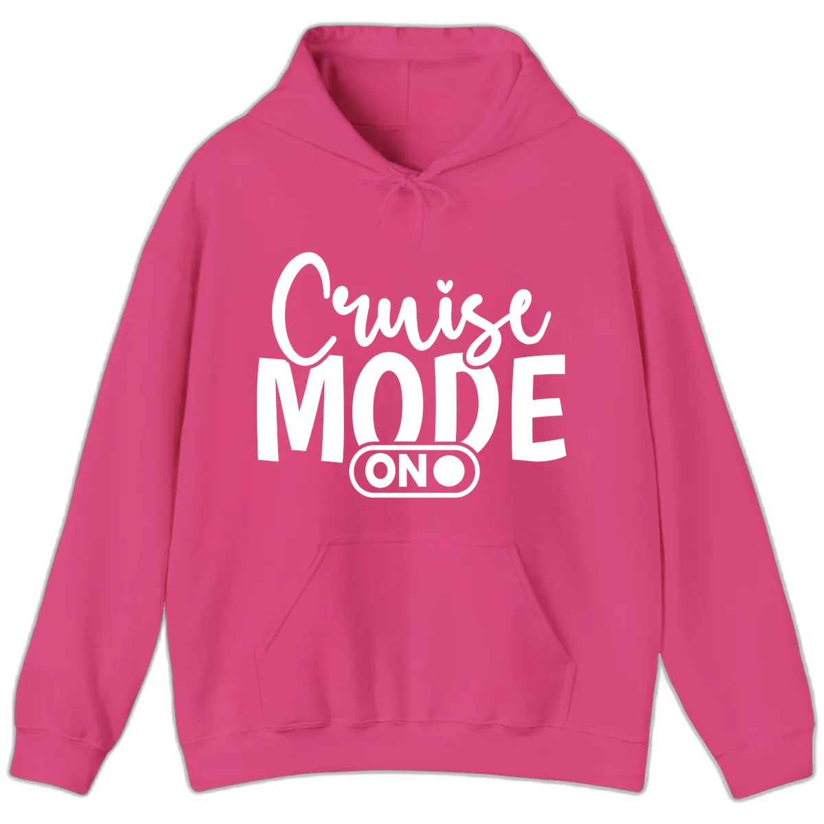 Cruise Mode On Typography Design Hoodie in Heliconia