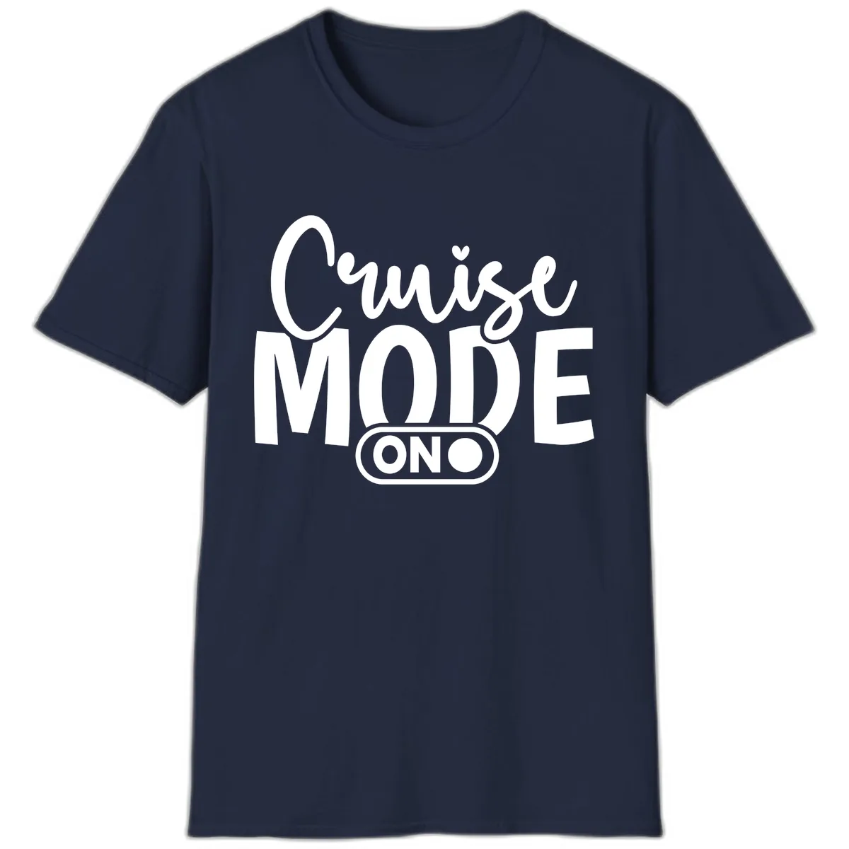Cruise Mode On Typography Design T-Shirt in Navy