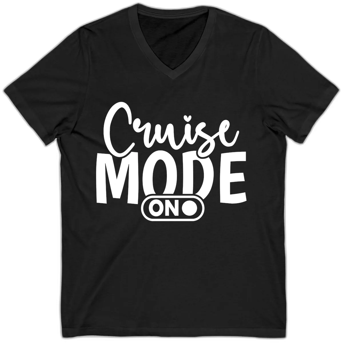 Cruise Mode On Typography Design V-Neck in Black