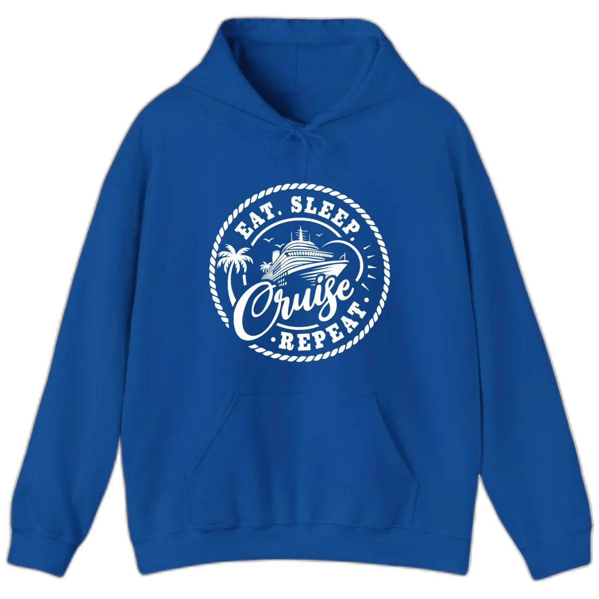Eat Sleep Cruise Repeat Stamp Hoodie in Royal