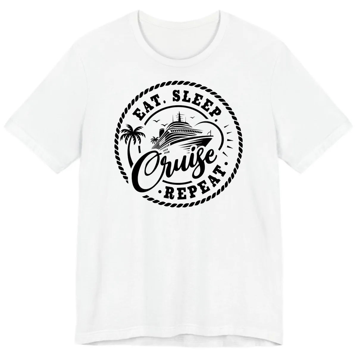Eat Sleep Cruise Repeat Stamp Premium T-Shirt in White