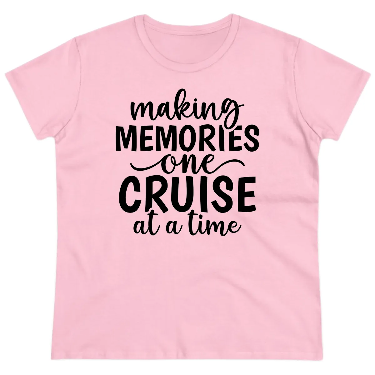 Making Memories One Cruise At A Time Ladies Tee in Light Pink