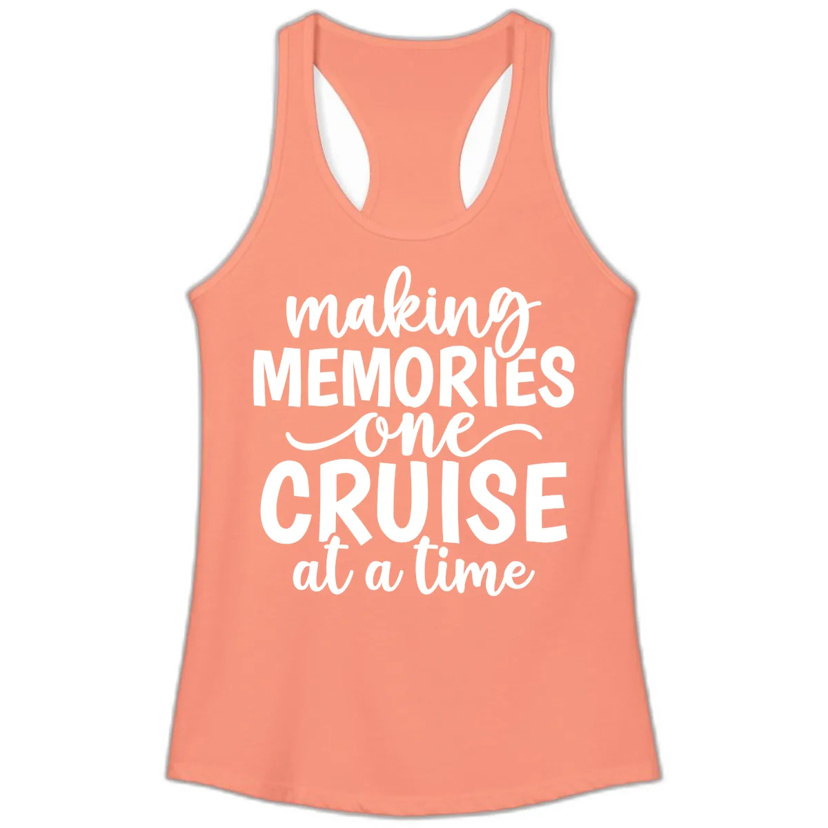 Making Memories One Cruise At A Time Ladies Tank in Solid Light Orange