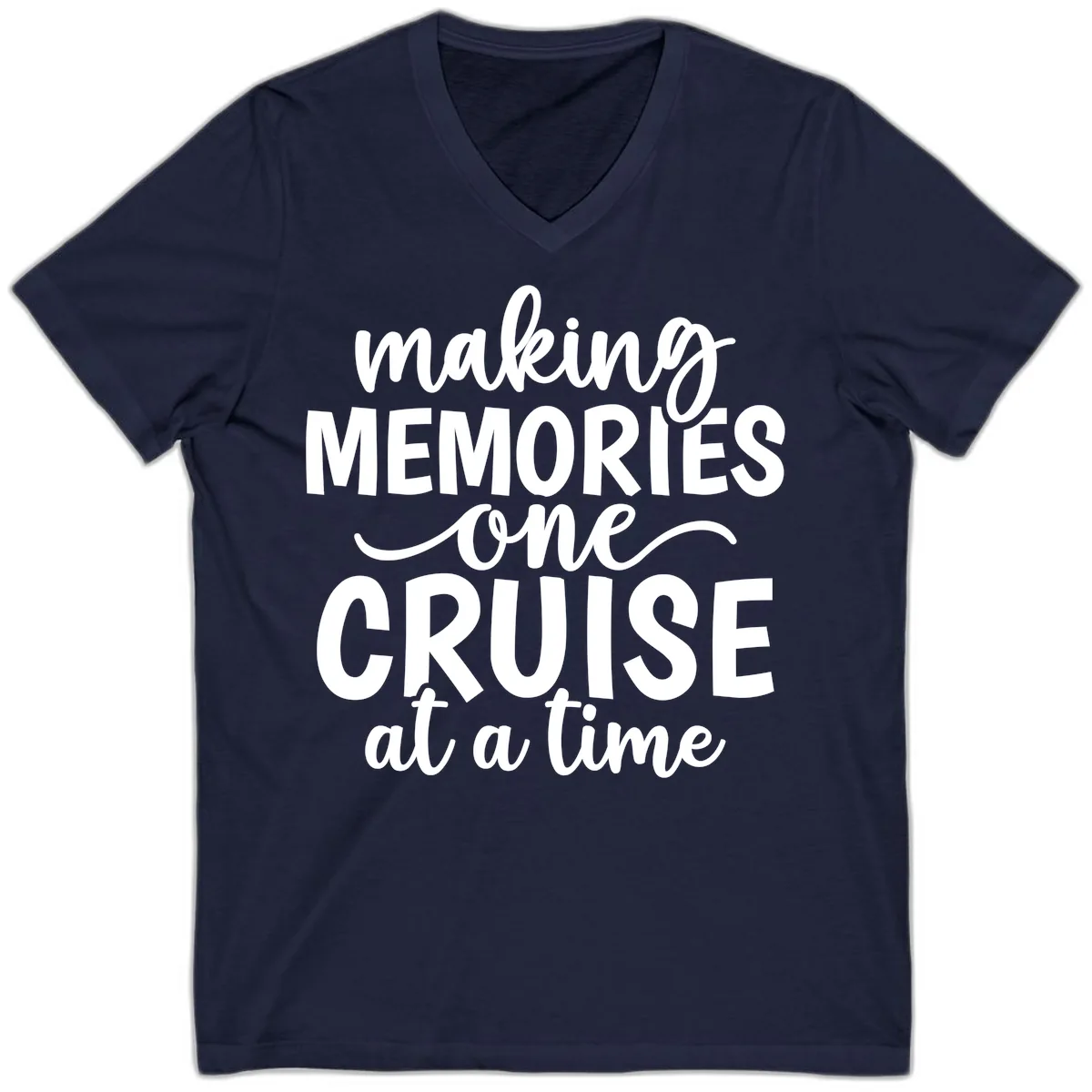 Making Memories One Cruise At A Time V-Neck in Navy