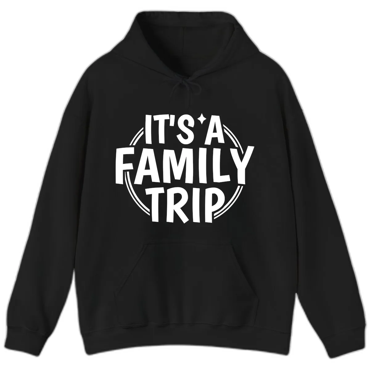 It's A Family Trip Announcement Hoodie in Black
