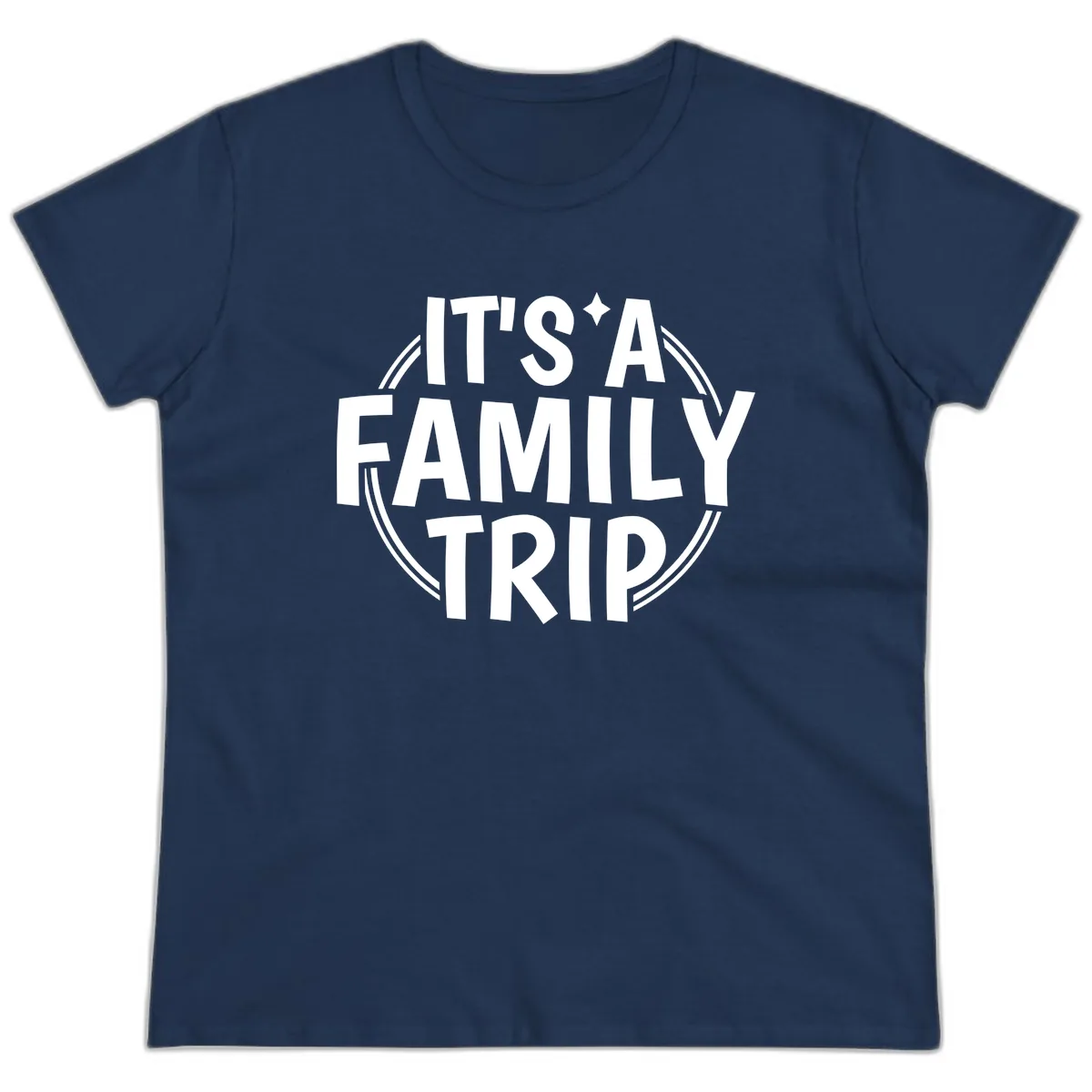 It's A Family Trip Announcement Ladies Tee in Navy