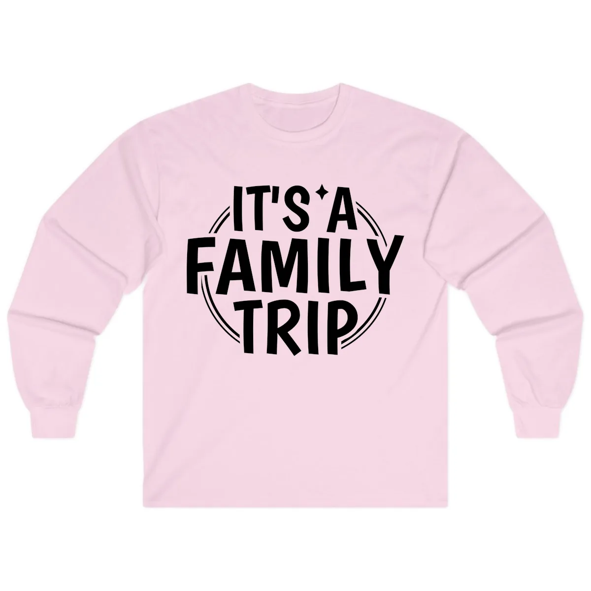 It's A Family Trip Announcement Long Sleeve in Light Pink