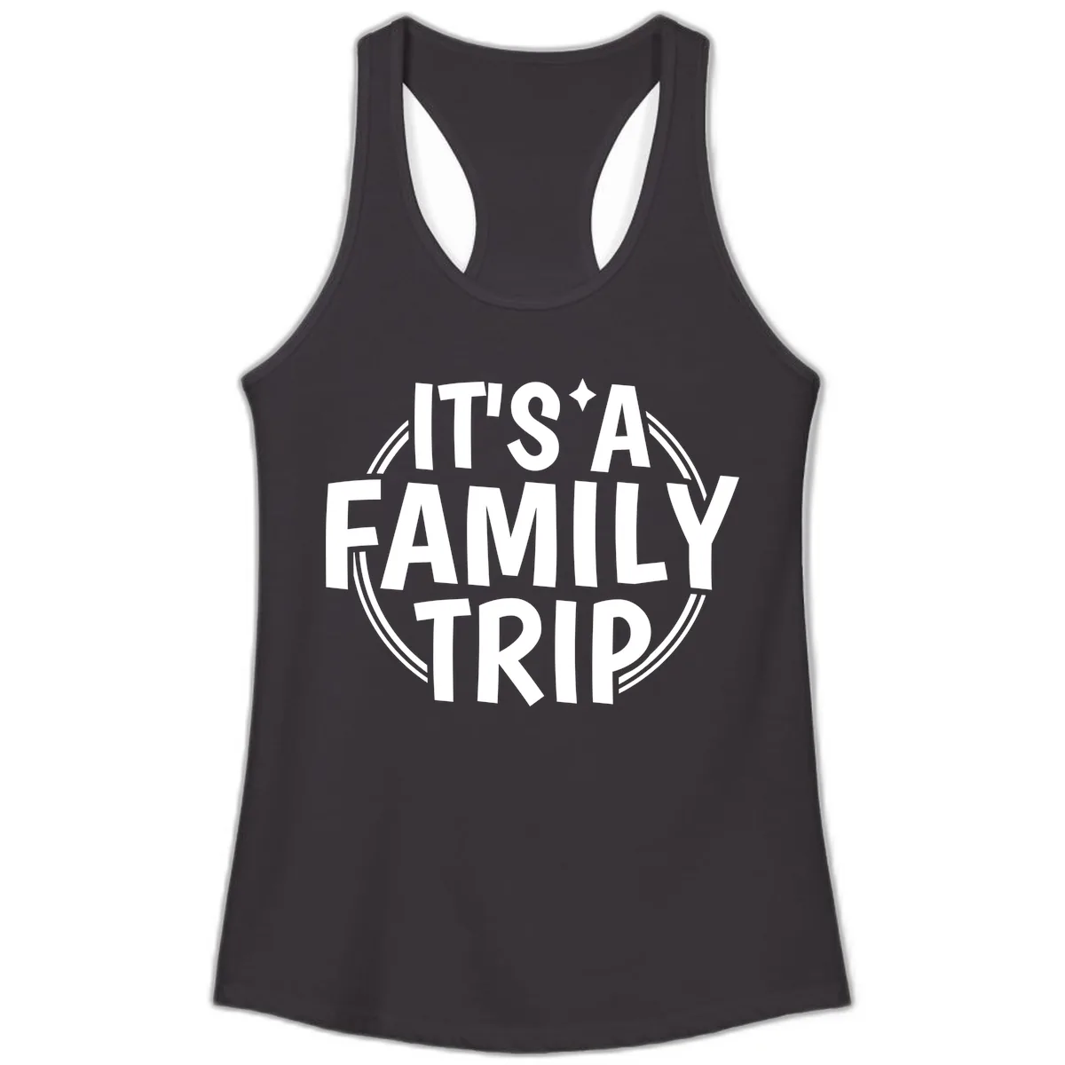 It's A Family Trip Announcement Ladies Tank in Black