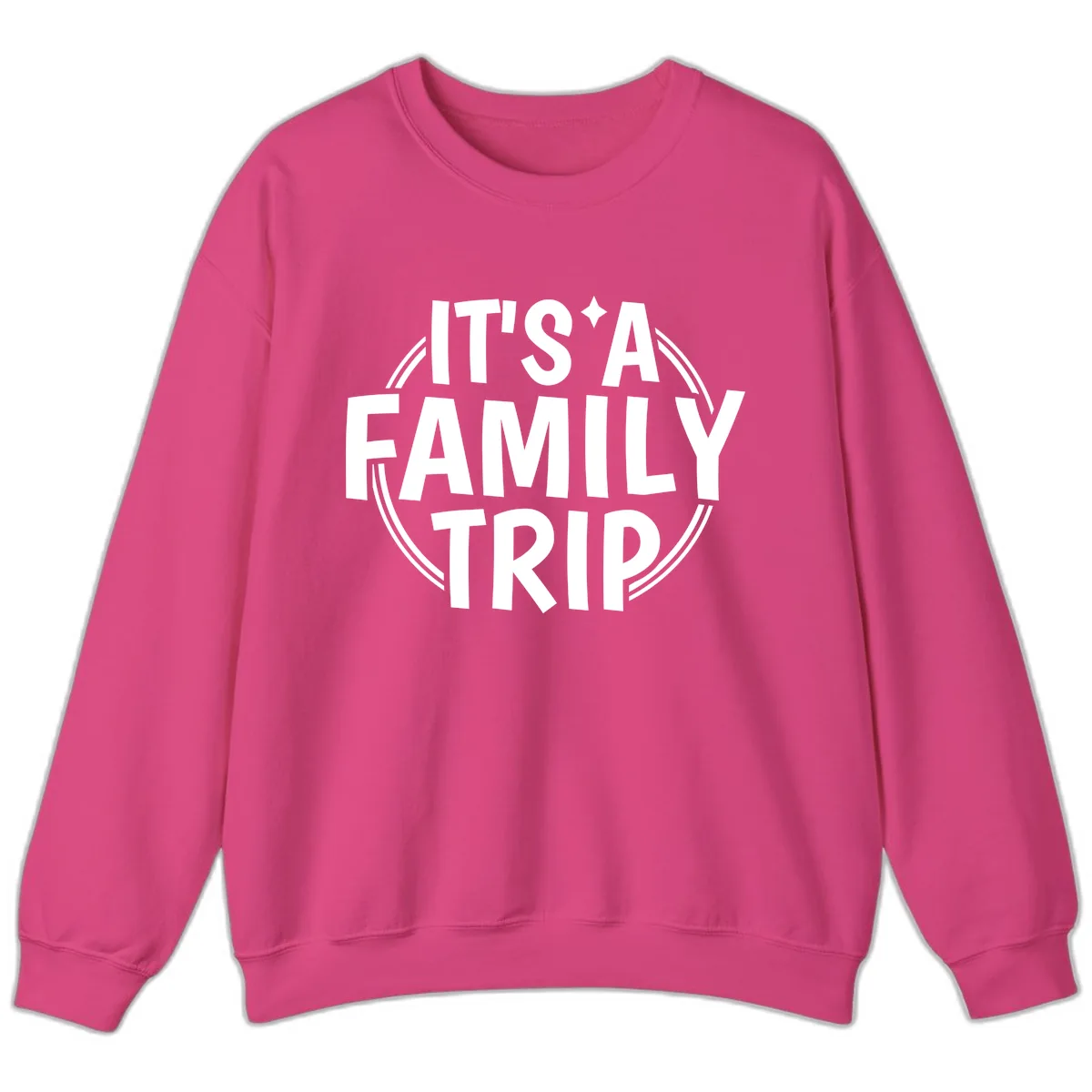 It's A Family Trip Announcement Sweatshirt in Heliconia