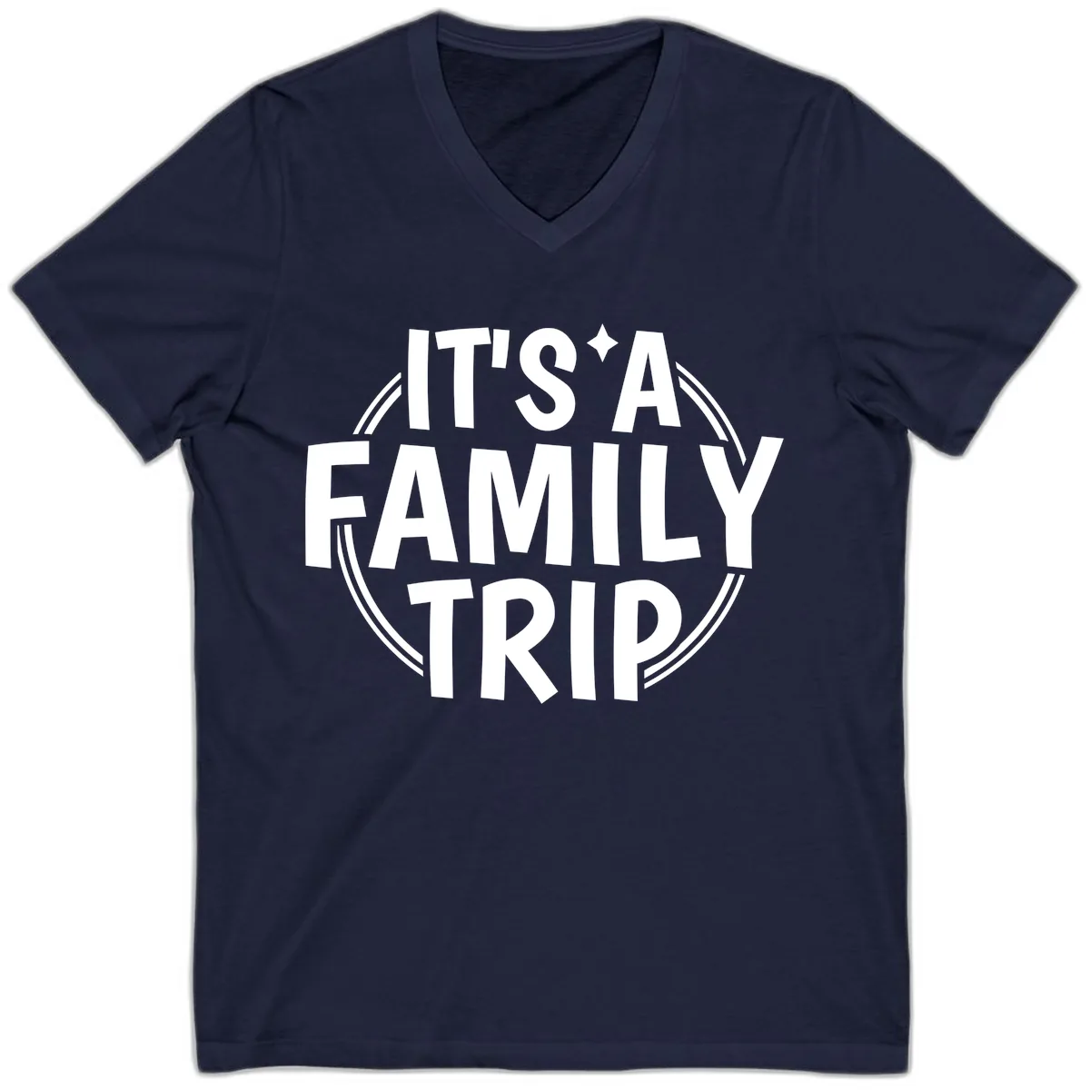 It's A Family Trip Announcement V-Neck in Navy