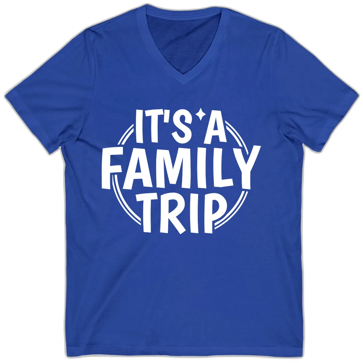 It's A Family Trip Announcement V-Neck in True Royal