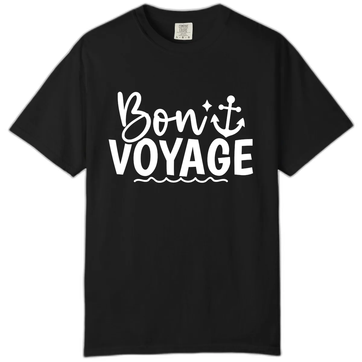 Bon Voyage Anchor And Waves Comfort Color in Black