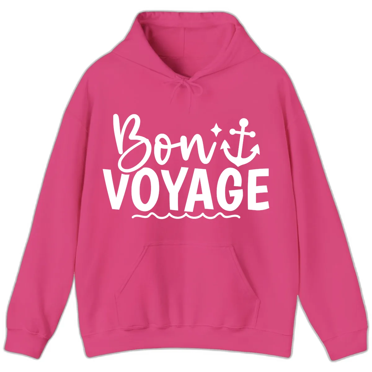 Bon Voyage Anchor And Waves Hoodie in Heliconia