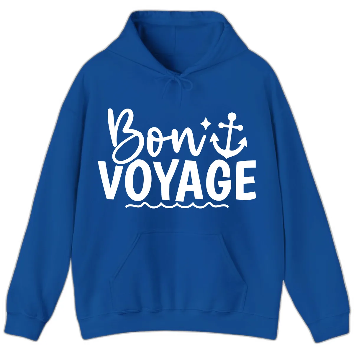 Bon Voyage Anchor And Waves Hoodie in Royal